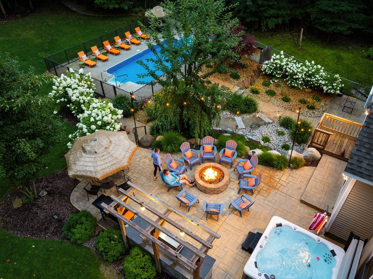 Pool, fire pits & yard