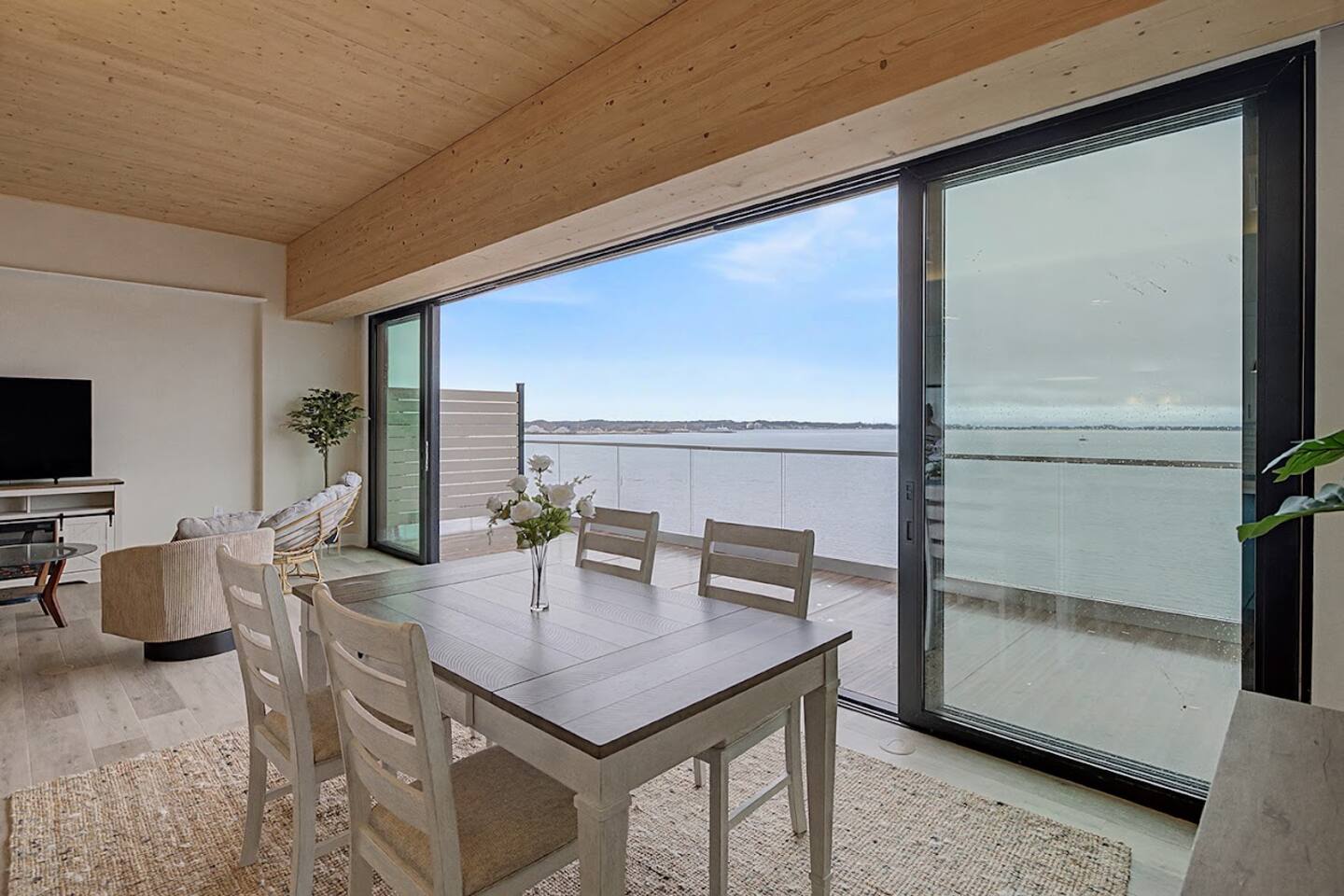 2-bedroom condo: living & balcony