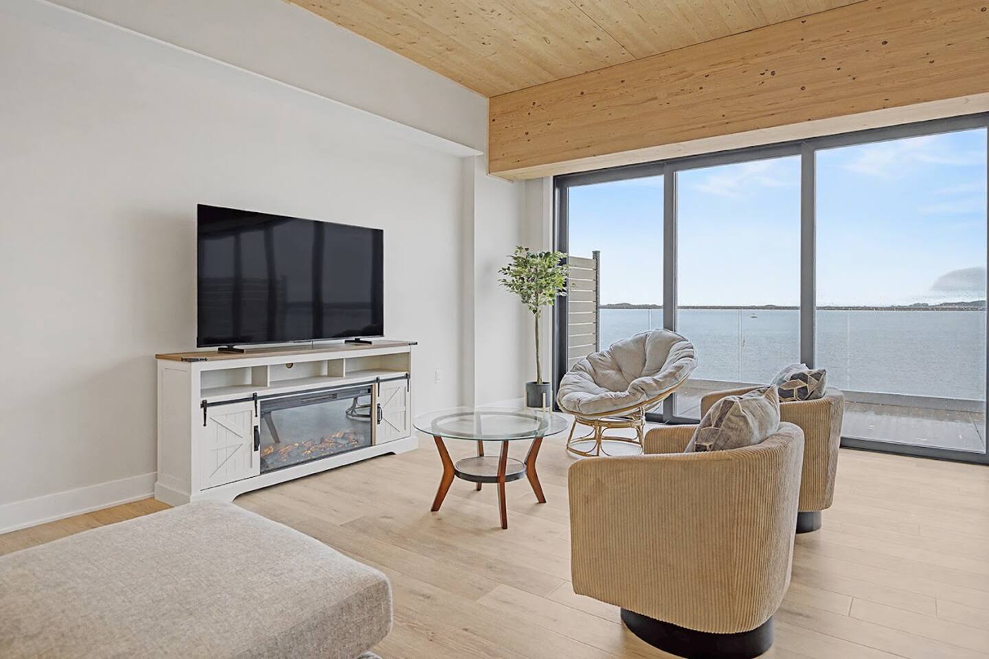 2-bedroom condo: living & balcony