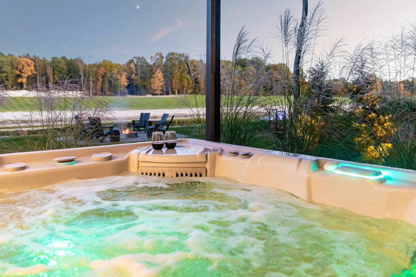 Hot tub at sunset